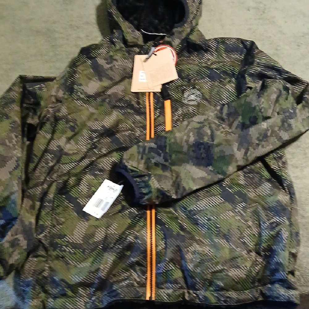 ZeroXposur Olive Camo Jacket with Vibrant Orange Trim